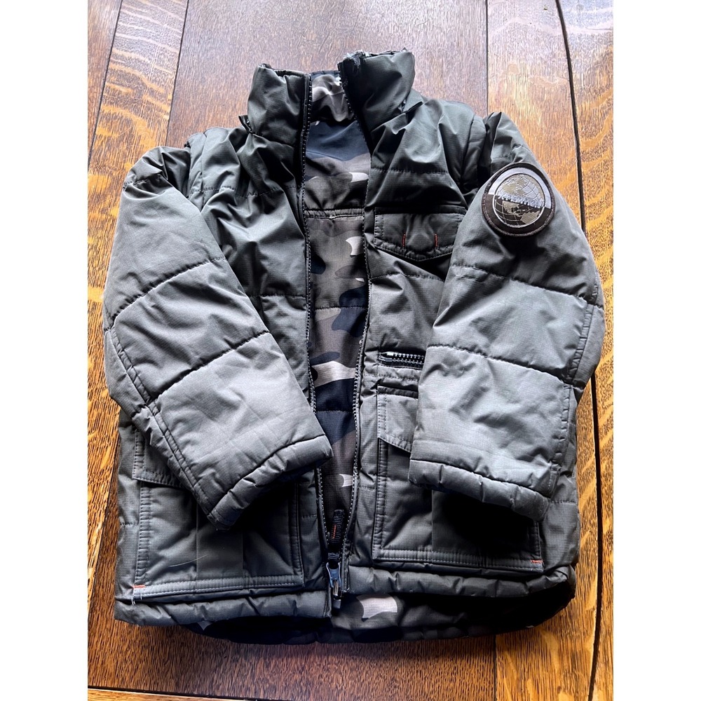 Baby Gap Boys Olive Green Hooded Puffer Parka Jacket Size 5 Toddler Utility